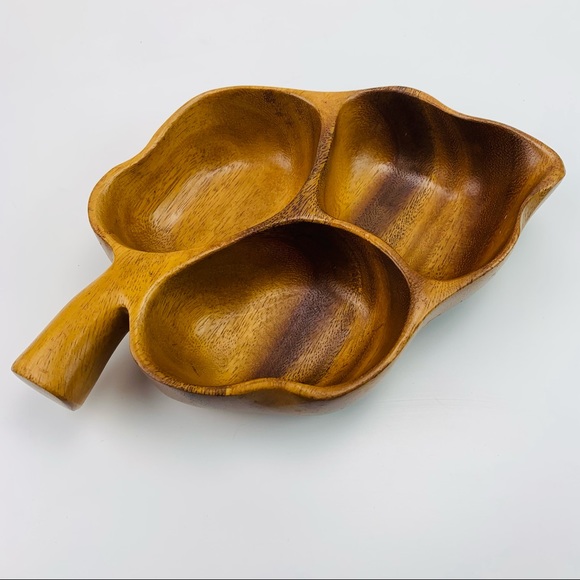 Woods of Hawaii Monkey Pod Vintage Leaf Catch All Serving Dish - Picture 3 of 12